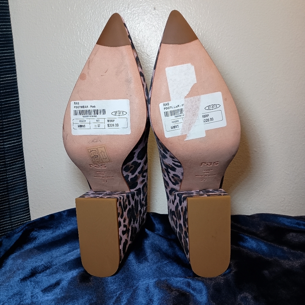 RAS Pink Leopard Print Pumps – EU 37 / US 6.5 Made in Spain | Leather Sole - Picture 11 of 14
